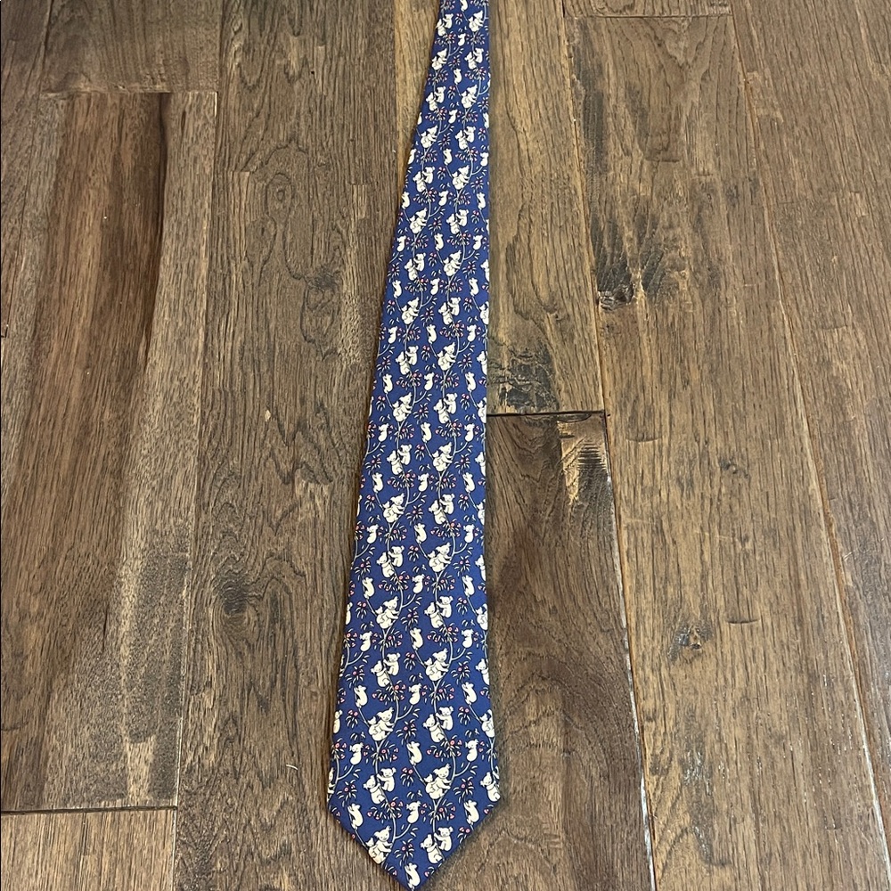 Hermes Blue and White Patterned Tie